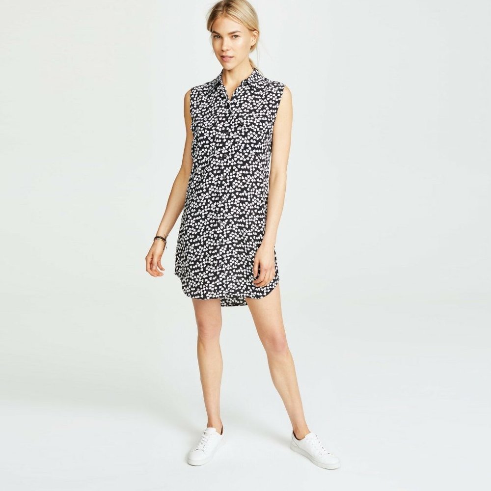 NWOT Equipment Shirt Dress Black and White Hearts